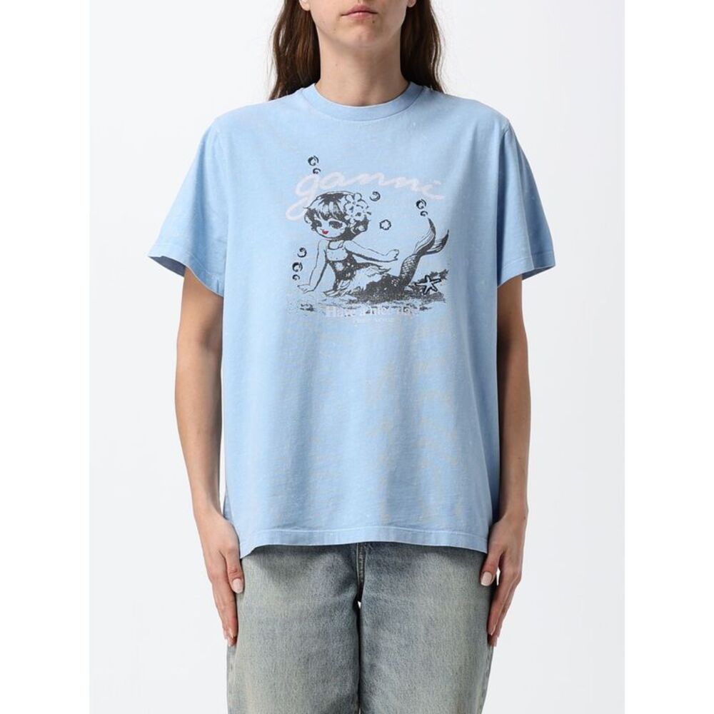 Ganni T-Shirt Woman Gnawed Blue